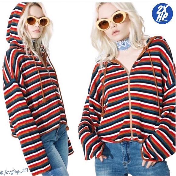 Boutique Sweaters - MULTICOLOR CROPPED BOUTIQUE TEDDY BEAR SOFT HOODIE